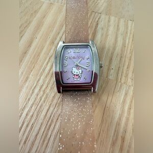 Sanrio hello kitty pink purple silver tone watch NEW BATTERY